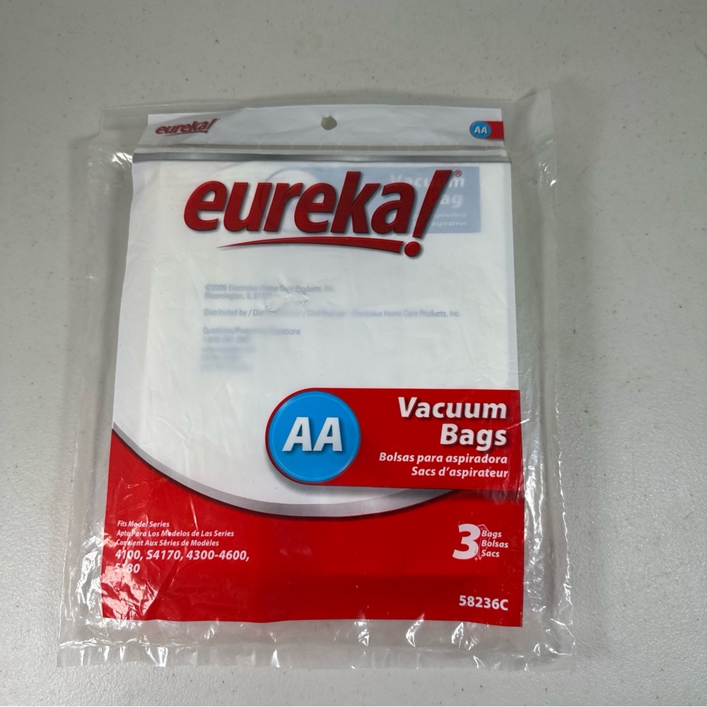 Eureka! AA Vacuum Bags - 3 Pack New Not Opened!